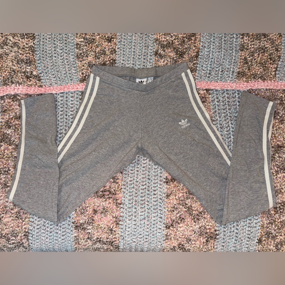 Adidas Grey 3 Stripe Leggings